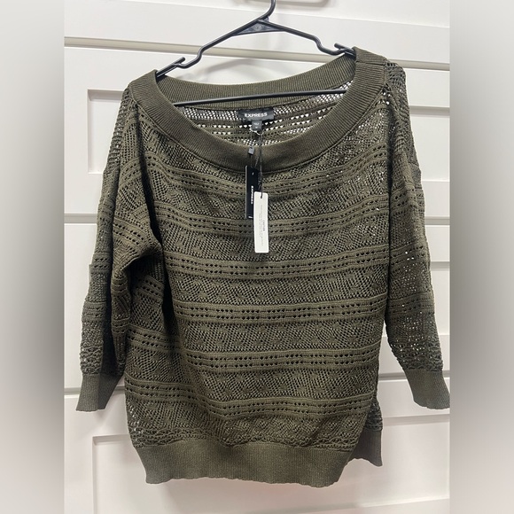 Relaxed Off The Shoulder Crochet Sweater- NWT M - Picture 2 of 3